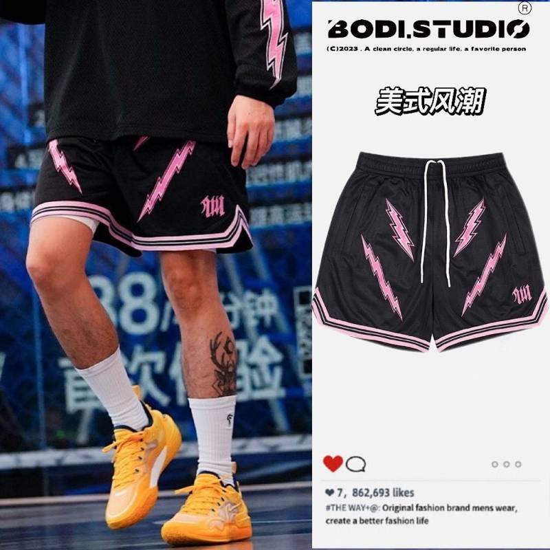 Unshackled American Flame Series Mesh Shorts Men's Asian Heavy Craft Quick-Drying Sports Basketball Shorts Yang Zheng HZQq