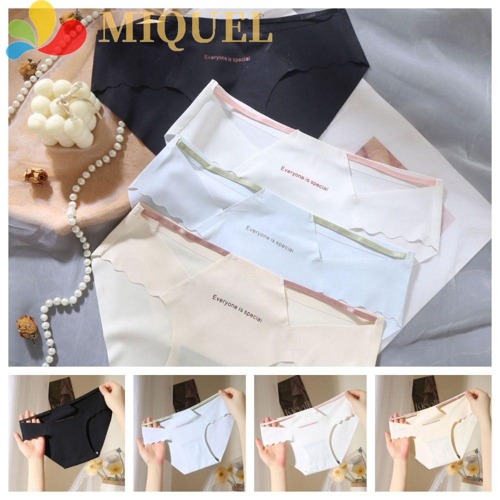 MIQUEL Quần Lót Lụa Mềm Mại Lưng Thấp Không Đường May In Chữ Phong Cách Hàn Quốc Cho Nữ