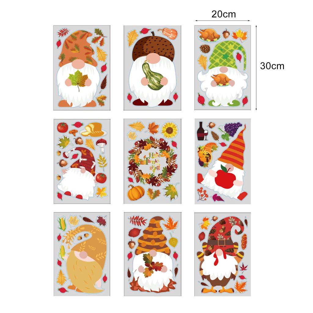 Set 9 Miếng Dán Cửa Kính Bằng PVC Hình Lá Phong Có Thể Tái Sử Dụng