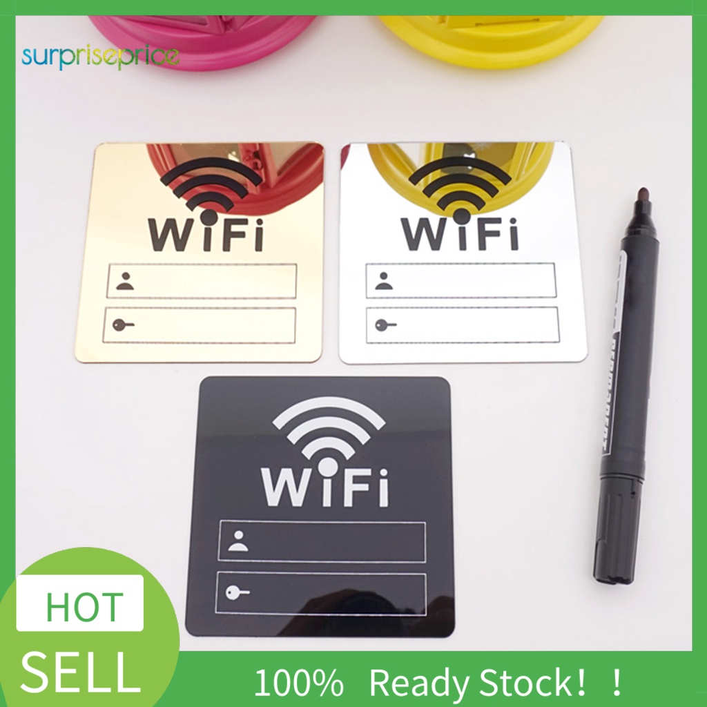 Miếng Dán Tường 3D Bằng Acrylic Tráng Gương In Chữ WiFi Độc Đáo Trang Trí Nhà Cửa