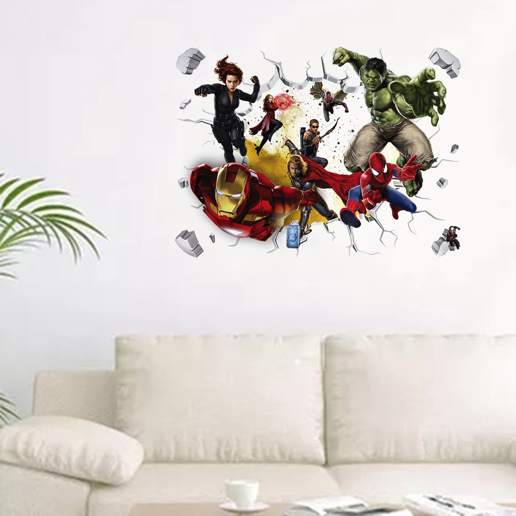 Miếng Dán Tường Bằng PVC Chống Thấm Nước Hình Avengers