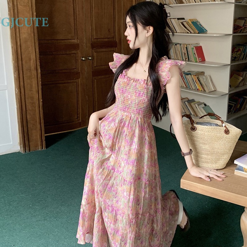 Đầm Dáng Chữ A Tay Loe Dài In Hoa Thời Trang Mùa Hè Cho Bạn Gái