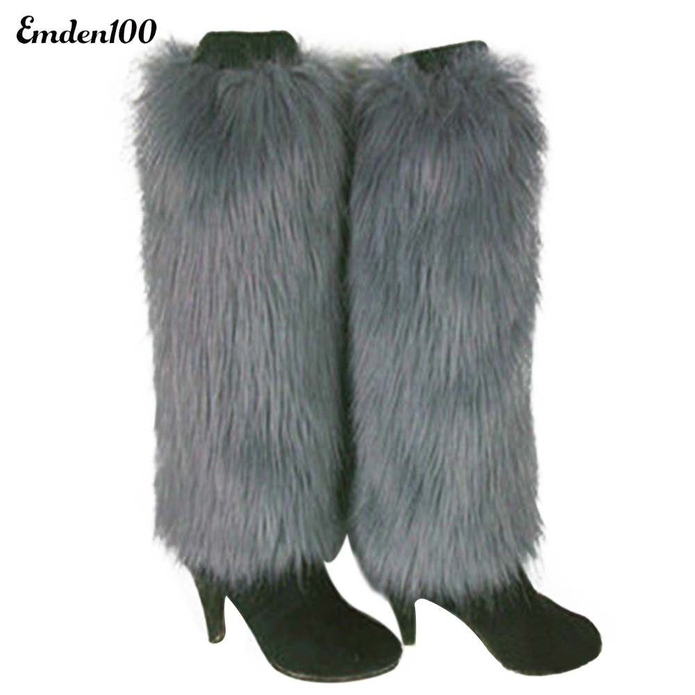 [EMDEN] Vớ Ống Chân Giả Lông Thú Mềm Mại Màu Trơn Giữ Ấm Mùa Đông Thời Trang Cho Nữ