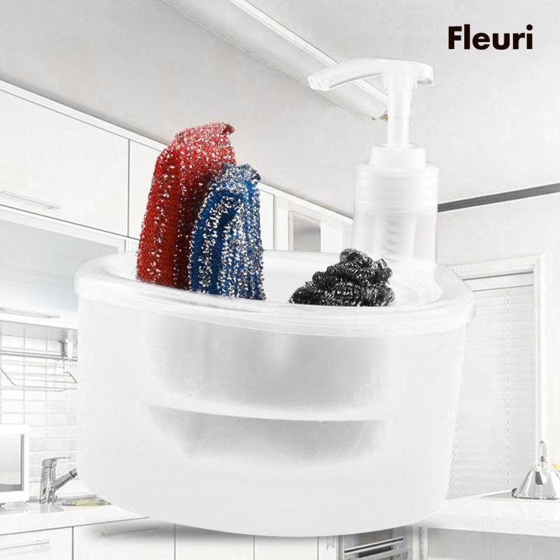 Bình Đựng Xà Phòng Và Giá Đỡ Bọt Biển 1000ml Hiện Đại Bền Bỉ Đa Năng Dễ Phân Phối Đồ Cho Nhà Bếp