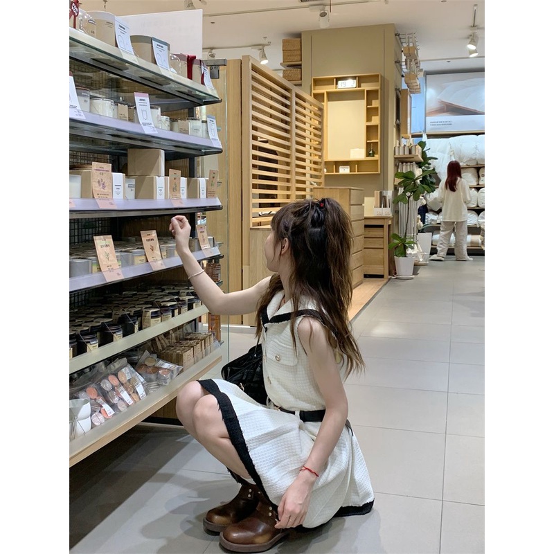 Đầm Chữ a Xếp Ly Cổ Thủy Thủ Màu Tương Phản Phong CáchThời Trang Mùa Hè Cho Nữ KKI0