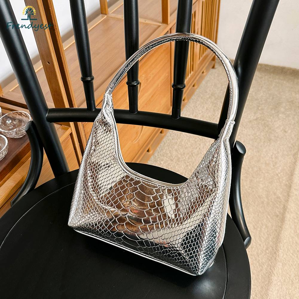 Túi Đeo Vai Bằng Da PU Họa Tiết Da Rắn Thoáng Khí Có Khóa Kéo