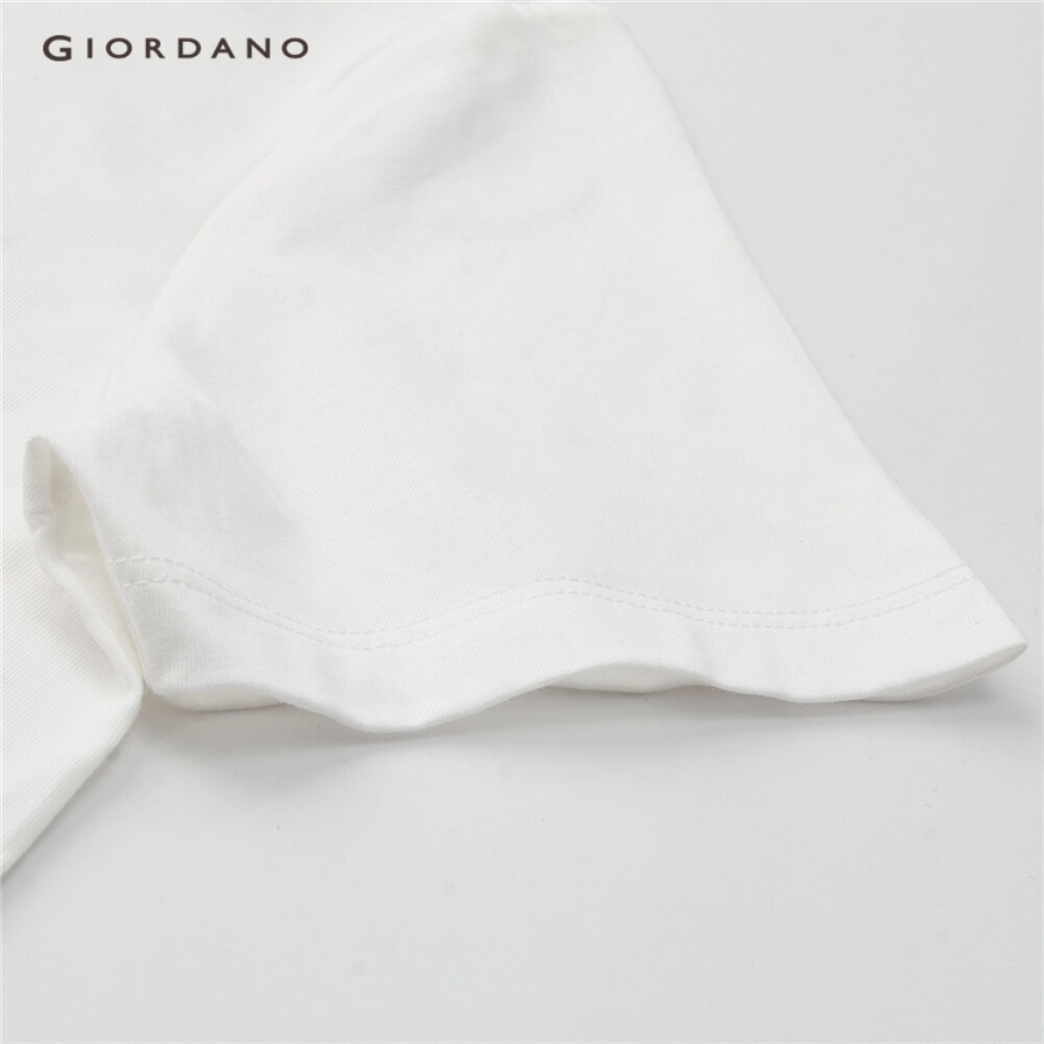 Áo thun cotton GIORDANO 05393205 tay ngắn in hình mèo dễ thương cho nữ