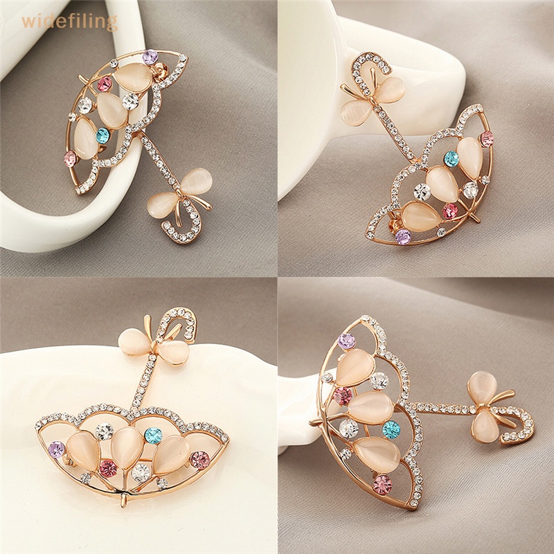 Ghim Cài Áo Hình Cây Dù Đính Đá Opal Dễ Thương