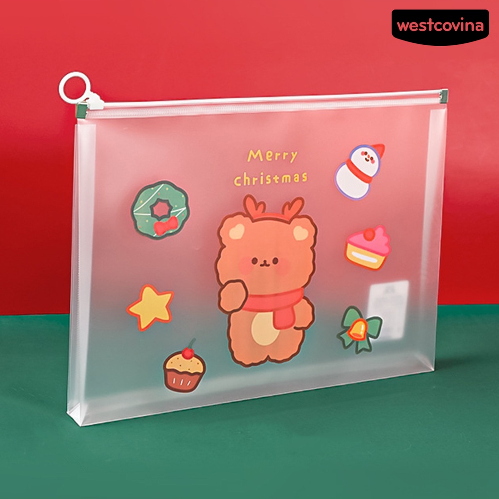 [WSTN]✎Túi Đựng Tài Liệu A4 Trong Suốt Chống Thấm Nước Sức Chứa Lớn Có Khóa Kéo Họa Tiết Hoạt