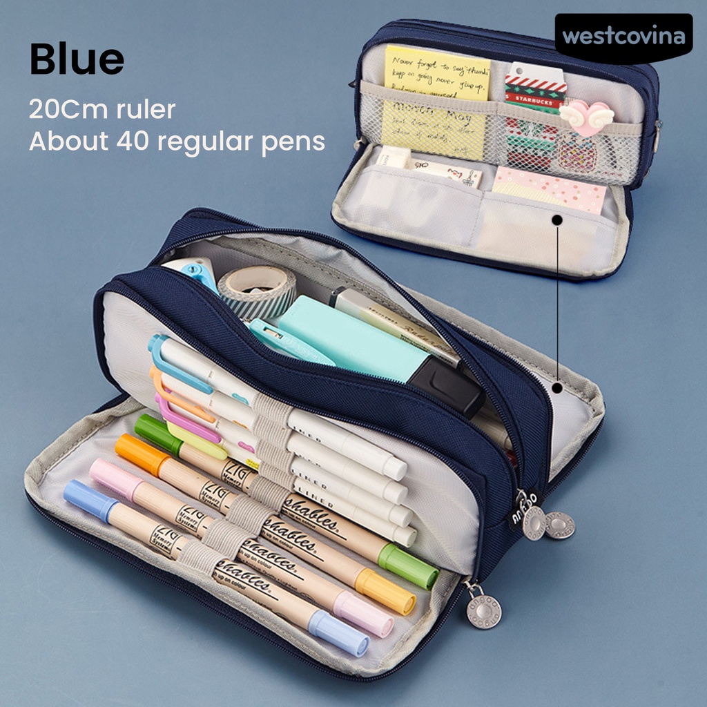 [WSTN]✎Túi Đựng Bút Đa Năng Sức Chứa Lớn Màu Sắc Trơn Có Khóa Kéo Tiện Dụng