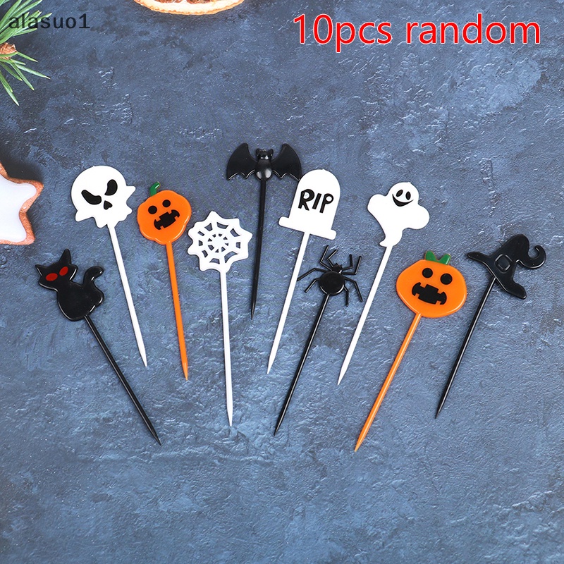 Set 10 Tăm Xỉa Răng Trang Trí Bánh Cupcake / Tiệc Halloween Bằng Nhựa