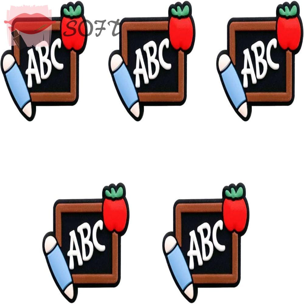 SOFTNESS Bộ 5 Hạt Silicone Hình Bảng Đen Nhiều Màu Sắc Dùng Làm Trang Sức