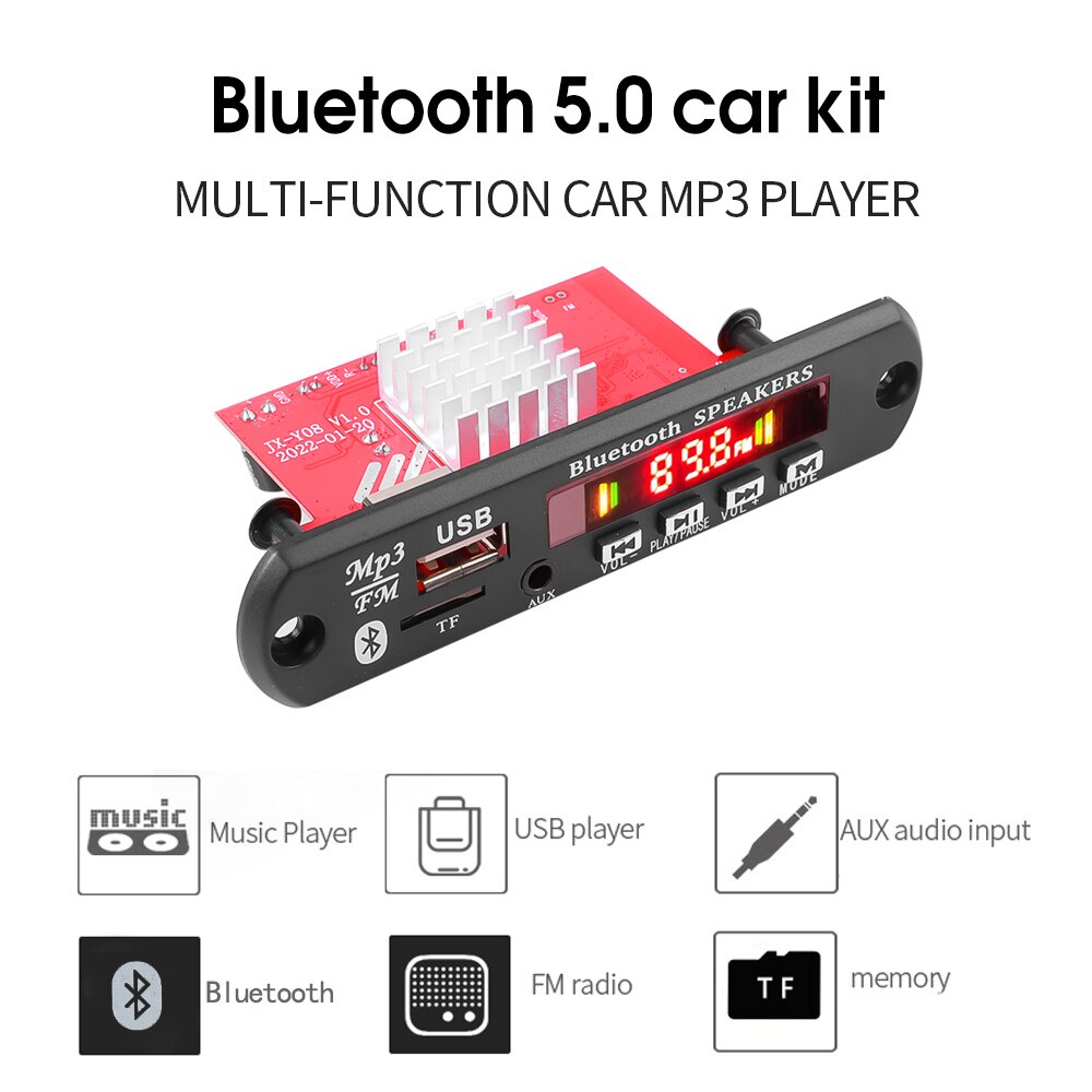 Bảng Mạch Giải Mã Khuếch Đại Âm Thanh MP3 DC 8V-24V 2 * 60W 120W MP3 Bluetooth V5.0 USB FM AUX Cho Loa