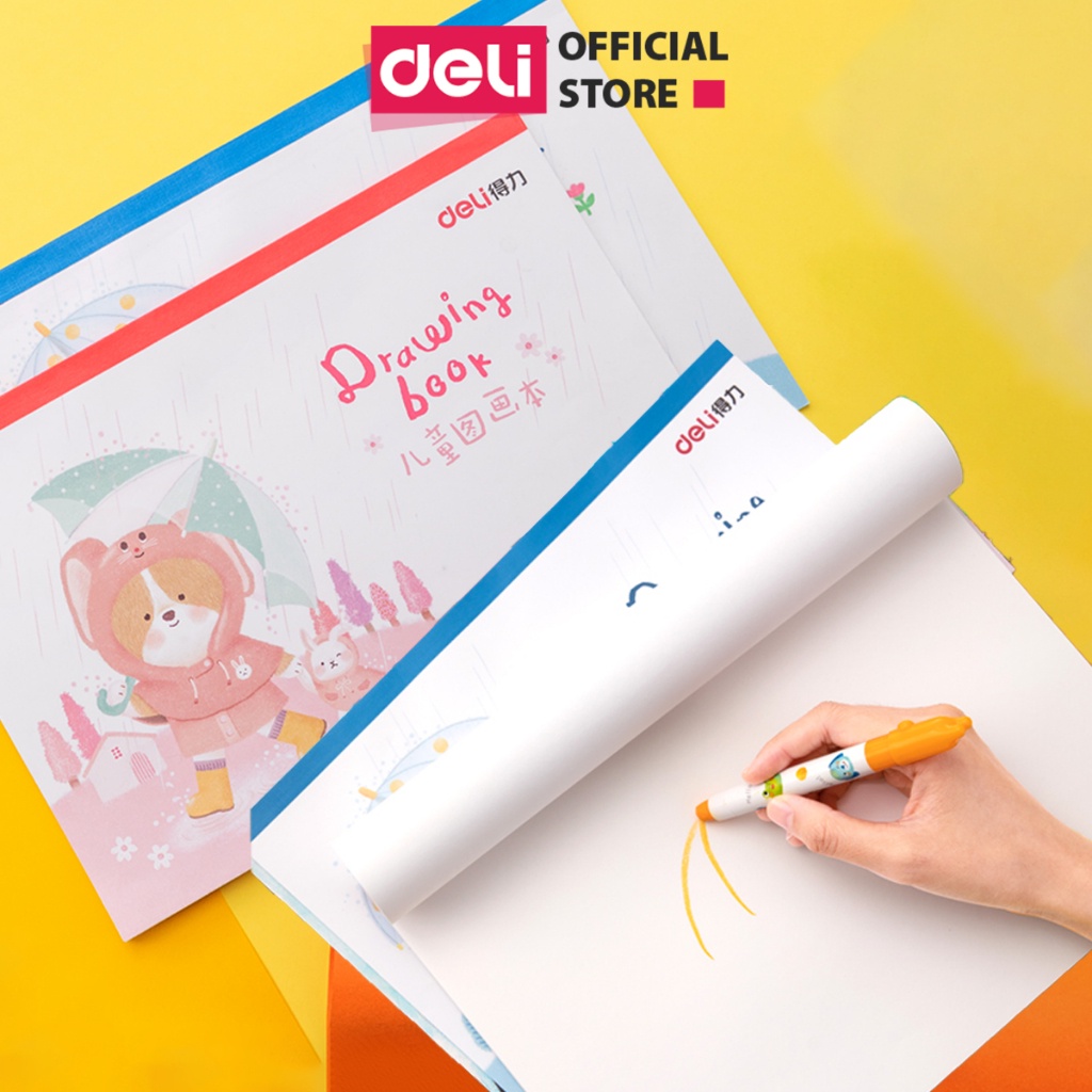 Vở vẽ sổ tô màu học sinh A4 Deli 20 trang - 1 quyển - Chống lóa mắt, dày dặn - Dễ thương Phù hợp với trẻ nhỏ, học sinh