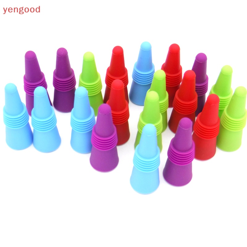 Set 4 / 8 Nắp Đậy Chai Rượu Bằng Silicone Và Thép Không Gỉ Nhiều Màu