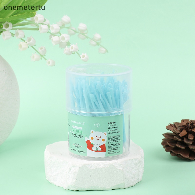 Hộp 100 Tăm Bông Cotton Hai Đầu Dùng Một Lần Trang Điểm / Vệ Sinh Tai / Mũi Cho Nữ