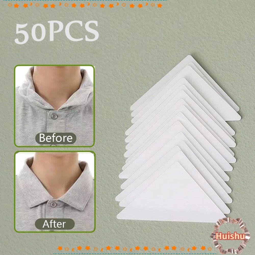 HS Bộ 50 Miếng Dán Cố Định Cổ Áo Bằng PVC Chống Lăn Tự Dính Dành Cho Nam Và Nữ