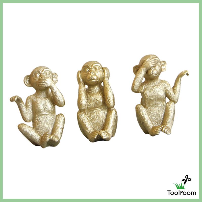 Set 3 Tượng Khỉ Sáng Tạo Trang Trí Lối Đi