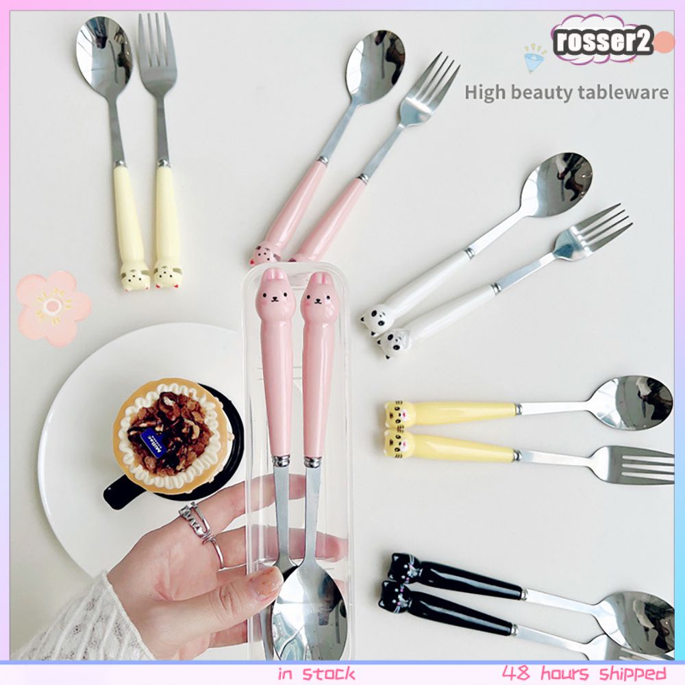 Hoạt Hình Gấu Trúc Muỗng Inox Bộ Đồ Ăn Giá Trị Màu Cao Dễ Thương Muỗng Nĩa 2 Bộ-Rosser2