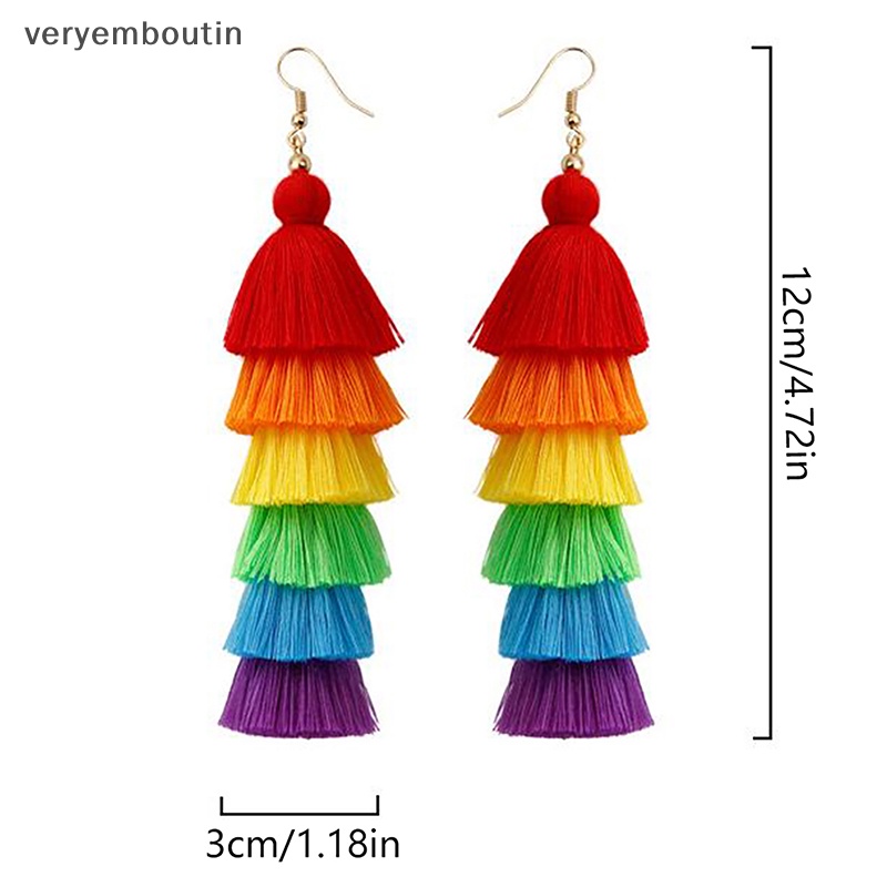 1 Cặp Bông Tai Tua Rua Dáng Dài Phong Cách Bohemian Dễ Thương Thời Trang Mùa Hè Cho Nữ