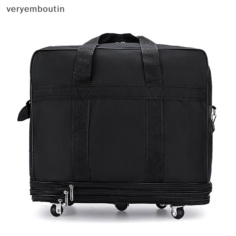 Vali Du Lịch Có Bánh Xe Lăn Nhiều Lớp Màu Đen Dành Cho Nam Nữ