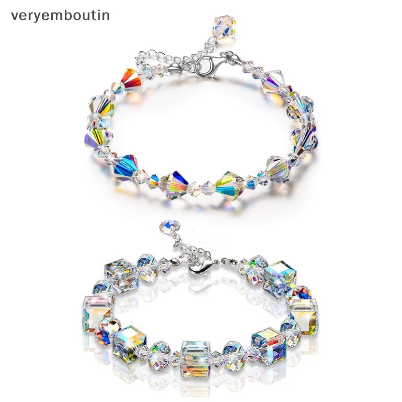 Vòng Tay Hạt Đá Pha Lê Hình Vuông Nhiều Màu Tùy Chỉnh Thời Trang Cho Nữ