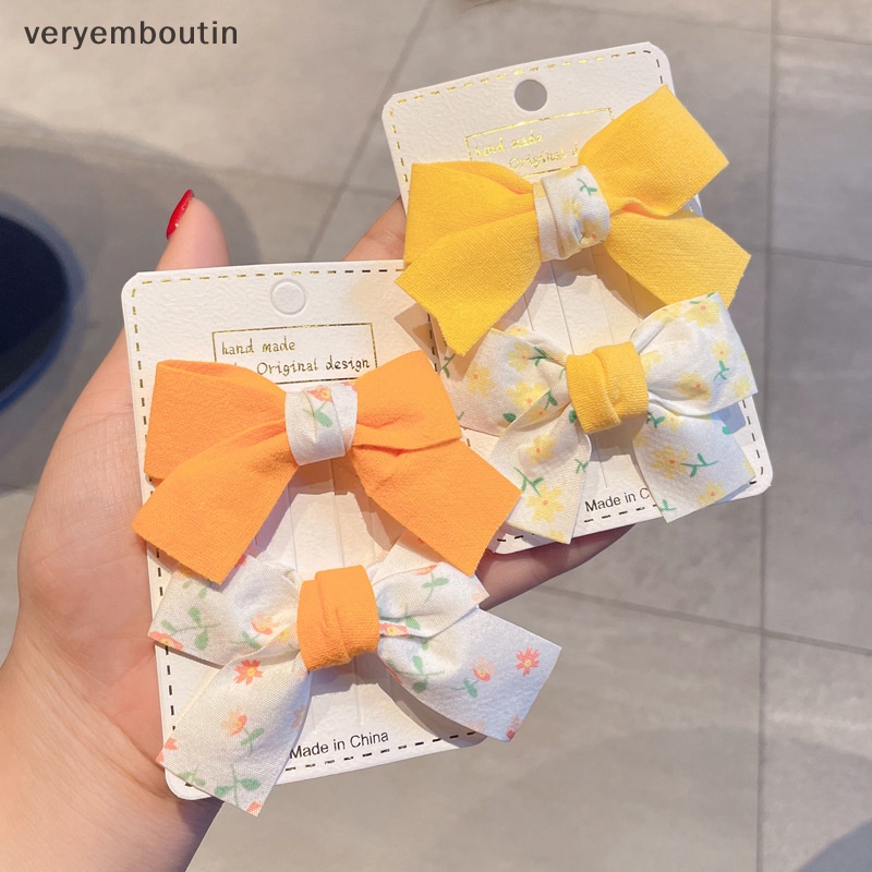 Bộ 2 Kẹp Tóc Nơ Mùa Hè Bằng Vải Dễ Thương Cho Bé Gái