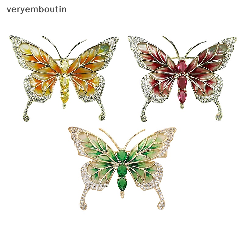 Ghim Cài Áo Hình Bướm Đính Đá Pha Lê Phong Cách Vintage