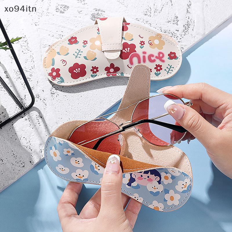 1 Hộp Đựng Mắt Kính Bằng Da PU Siêu Mỏng Họa Tiết Hoạt Hình Dễ Thương