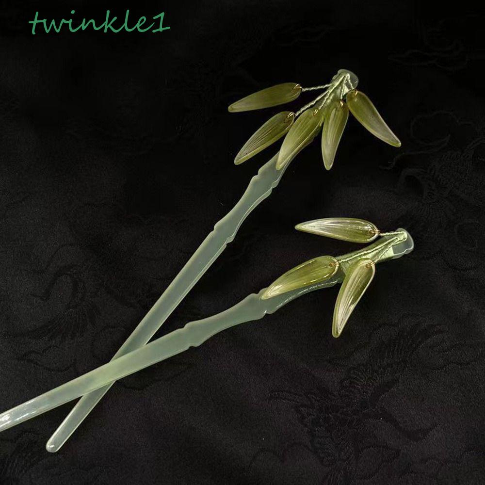 TWINKLE Trâm Cài Tóc Hình Chiếc Lá Bằng Acrylic Phong Cách Trung Hoa Cổ Điển