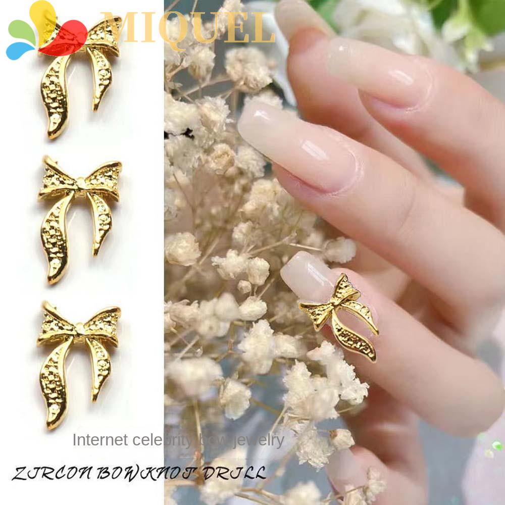 MIQUEL Set 20 Phụ Kiện Trang Trí Móng Tay Nghệ Thuật Hình Chiếc Lá / Nơ / Nơ Bằng Hợp Kim