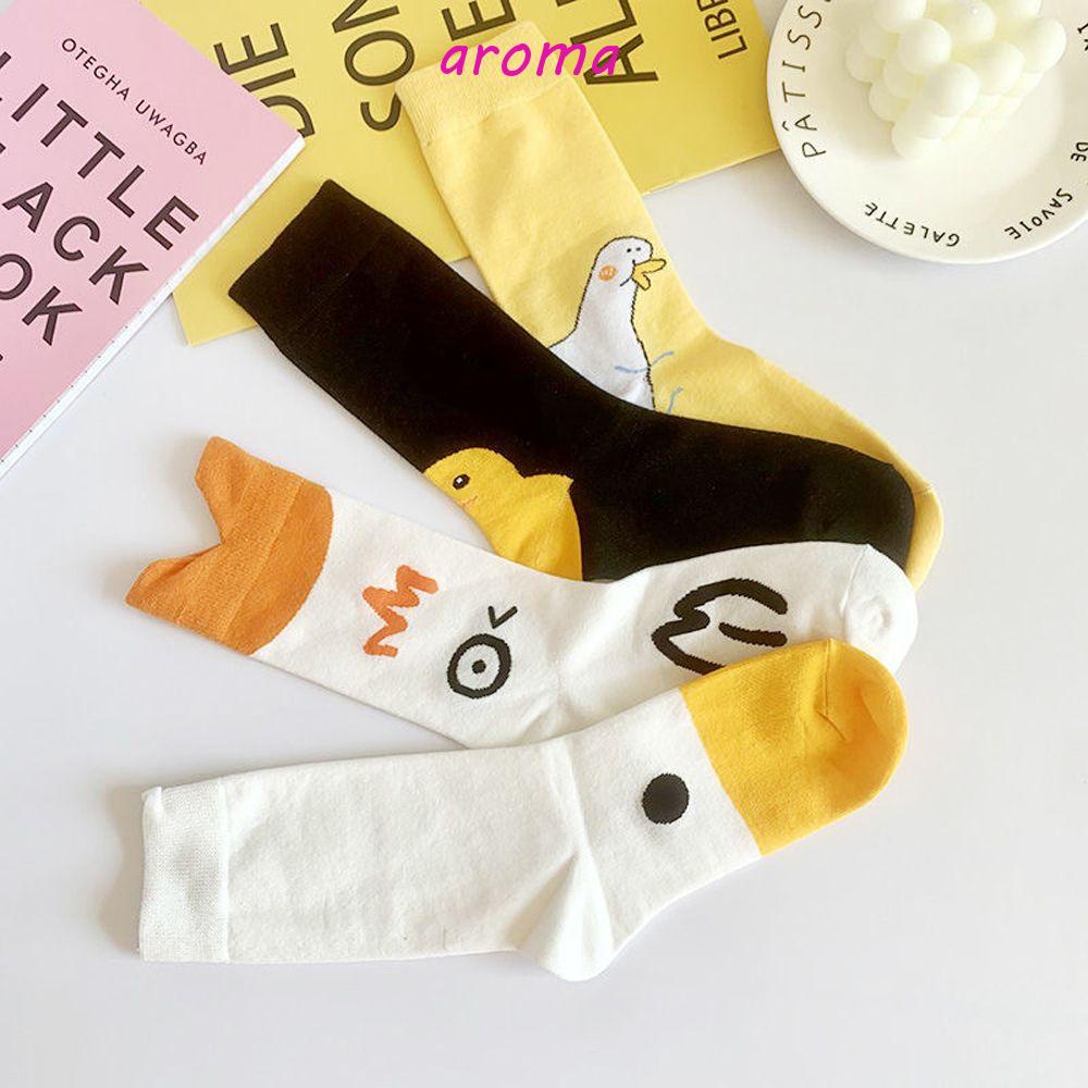 AROMA Vớ Cotton Cổ Trung Thoáng Khí Giữ Ấm Thiết Kế Dễ Thương Thời Trang Cho Nữ