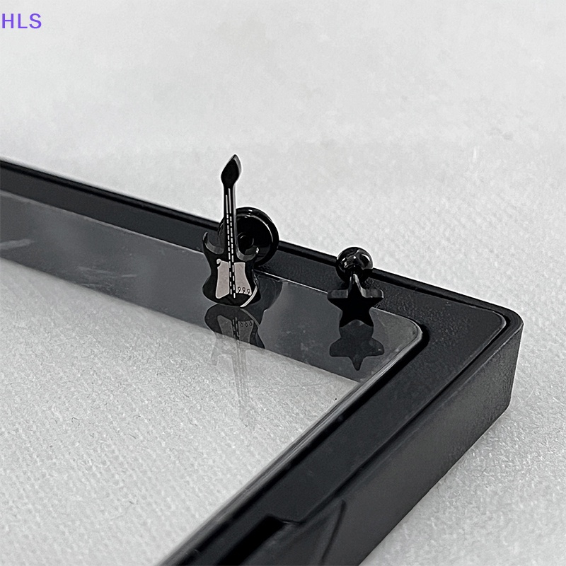 1 Bông Tai Hình Ngôi Sao / Xương Đàn Guitar Y2K Màu Đen Thời Trang Dự Tiệc Cho Nữ