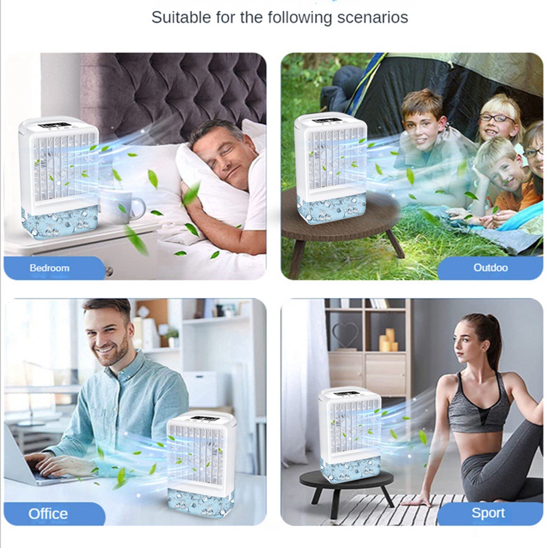 1 Bộ Quạt Làm Mát Phun Sương Làm Mát Để Bàn Kích Thước Nhỏ Bằng ABS Yên Tĩnh Có Cổng Sạc USB