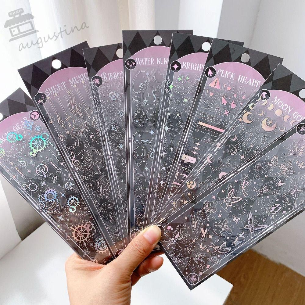 AUGUSTINA Miếng Dán PVC Màu Laser Hình Bướm Dùng Trang Trí Sổ Tay DIY