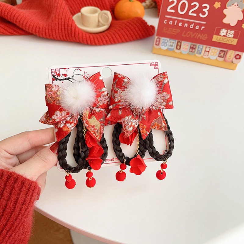 Set 2 Kẹp Tóc Giả Phong Cách Trung Hoa Dễ Thương Cho Bé Gái