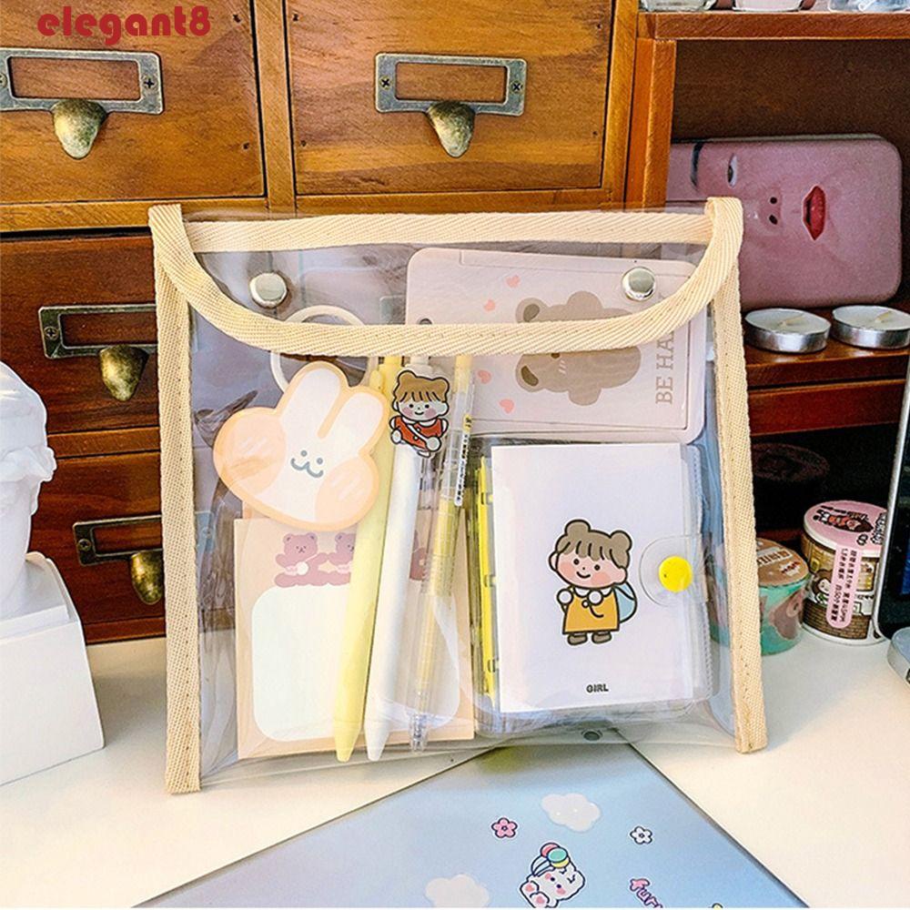 ELEGANT Túi Đựng Bút Chì / Đồ Trang Điểm Bằng PVC Trong Suốt Đơn Giản Tiện Dụng Cho Nữ Ốp