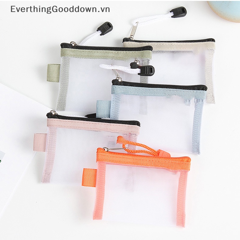 Everthinggooddown Túi Lưới Nylon Mini Trong Suốt Đựng Thẻ Tín Dụng / Tai Nghe / Dây Cáp Dữ Liệu / Chìa Khóa