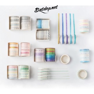Bộ 10 cuộn washi tape trang trí dán bullet journal - set băng dính washi dễ thương WA06- BUTDEP.NET