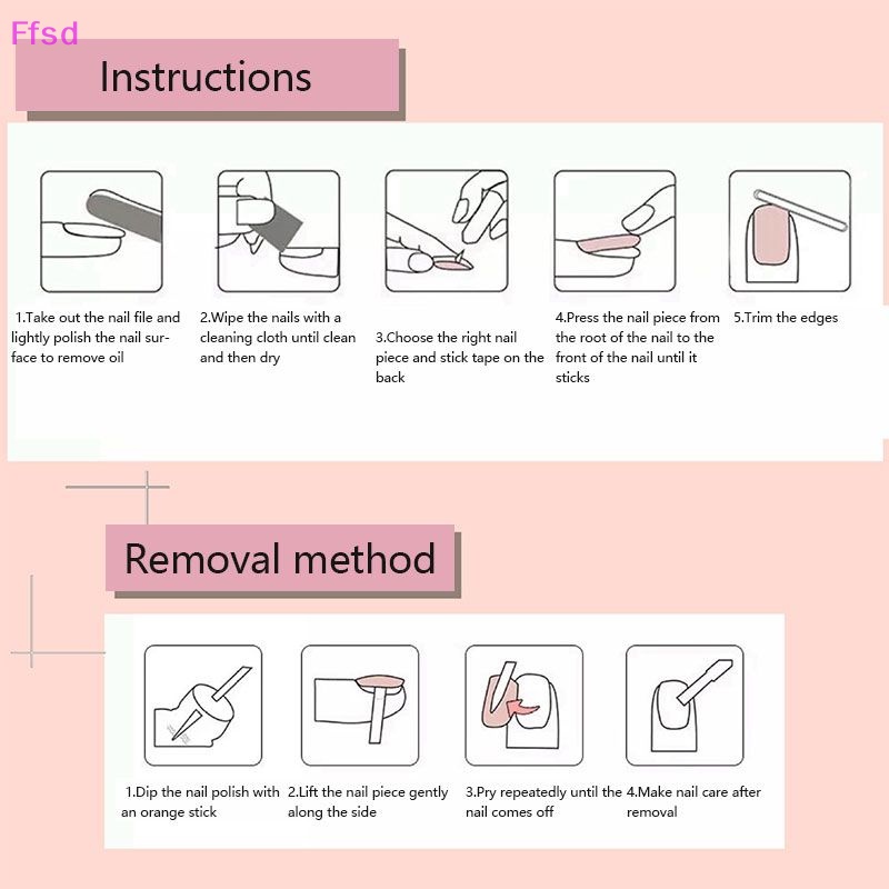 {Ffsd} Set 24 Móng Tay Giả Dán Trang Trí Toàn Diện Hình Bướm Có Thể Mang Theo