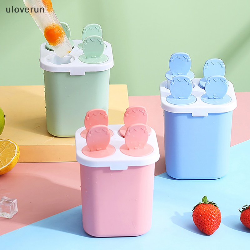 1 Khuôn Làm Kem Que 4 Ngăn Bằng Nhựa Tiện Dụng