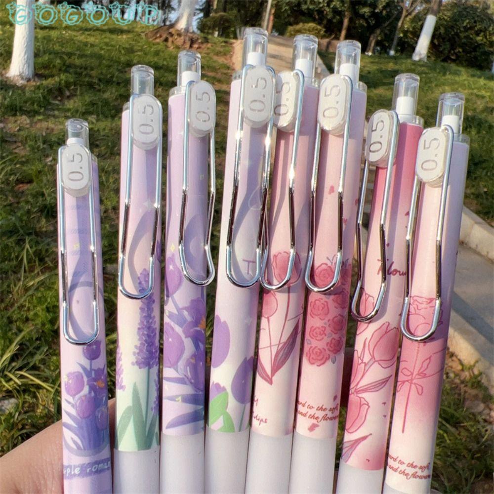 GOGOUP Set 4 Bút Mực Đen Dạng Nhấn Tạo Hình Hoa Hồng