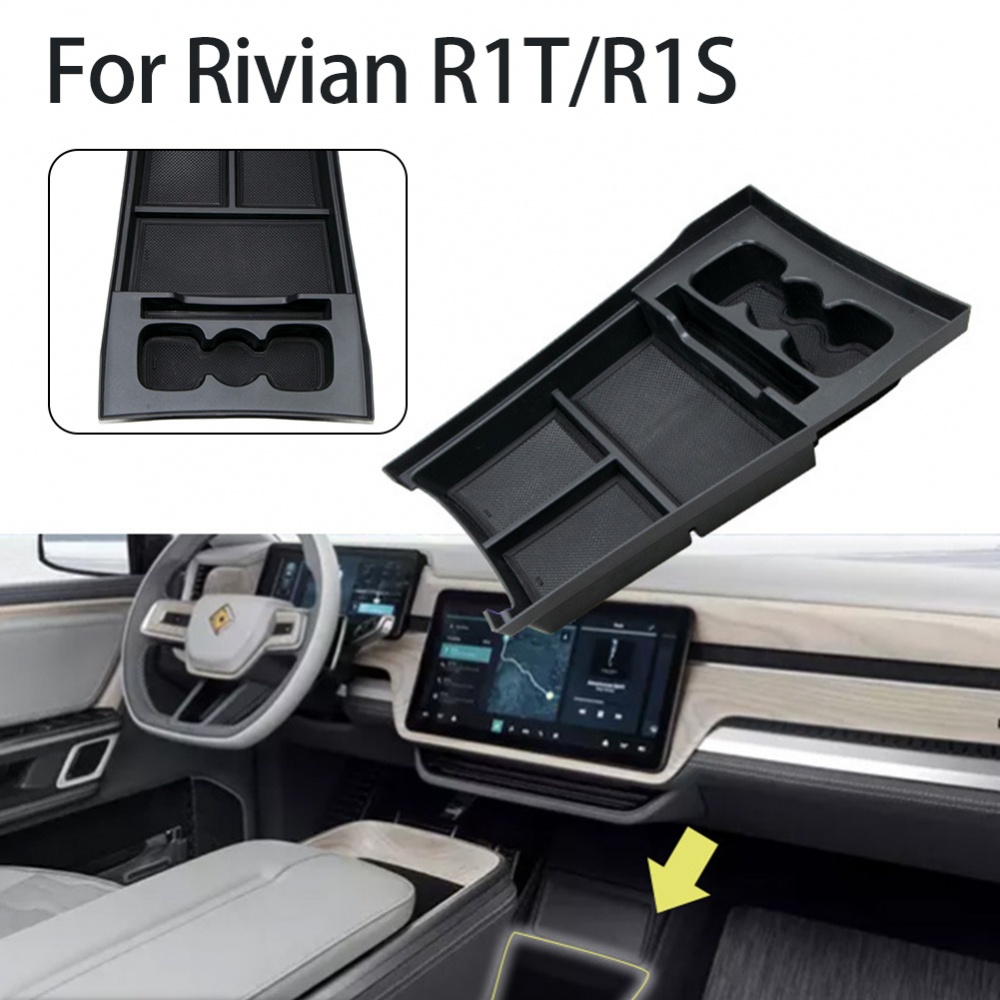1 Hộp Đựng Vật Dụng Bằng Nhựa ABS Màu Đen Gắn Tay Lái Trước Xe Hơi Rivian R1S R1T