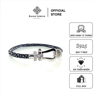 Vòng Tay Da Cá Đuối Đen Clevis S925 VT – Vòng tay khoá Chữ U by Rajah Jewels