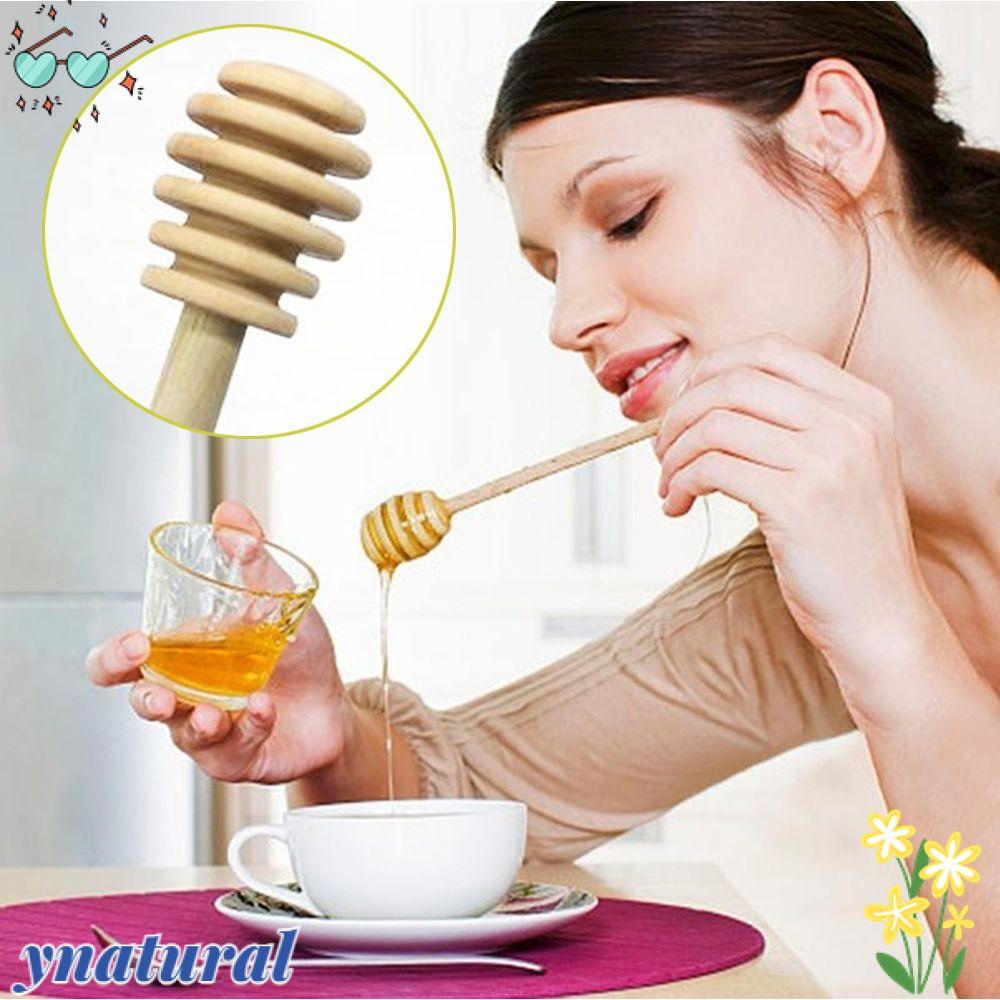 YNATURAL Set 1 / 3 Muỗng Gỗ Cán Dài Múc Mật Ong Tiện Lợi