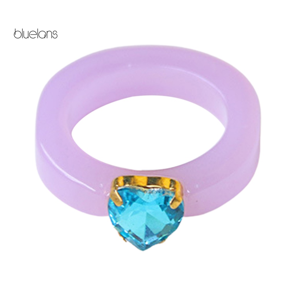 Nhẫn Đính Đá Hình Trái Tim Màu Sắc Ngọt Ngào Thời Trang Cho Nữ