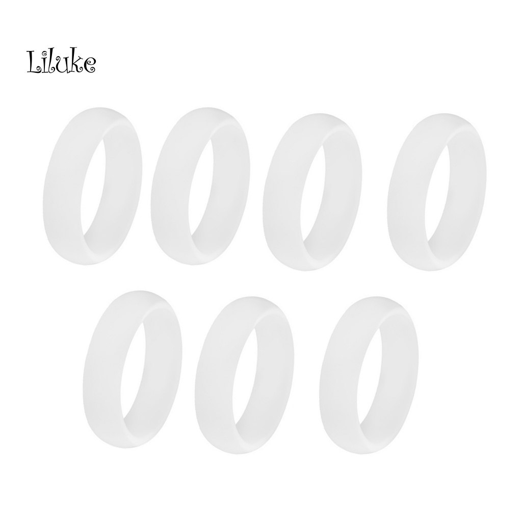 Bộ 7 Nhẫn Silicon Đính Kim Tuyến Nhiều Màu Sắc Thời Trang Cho Nữ