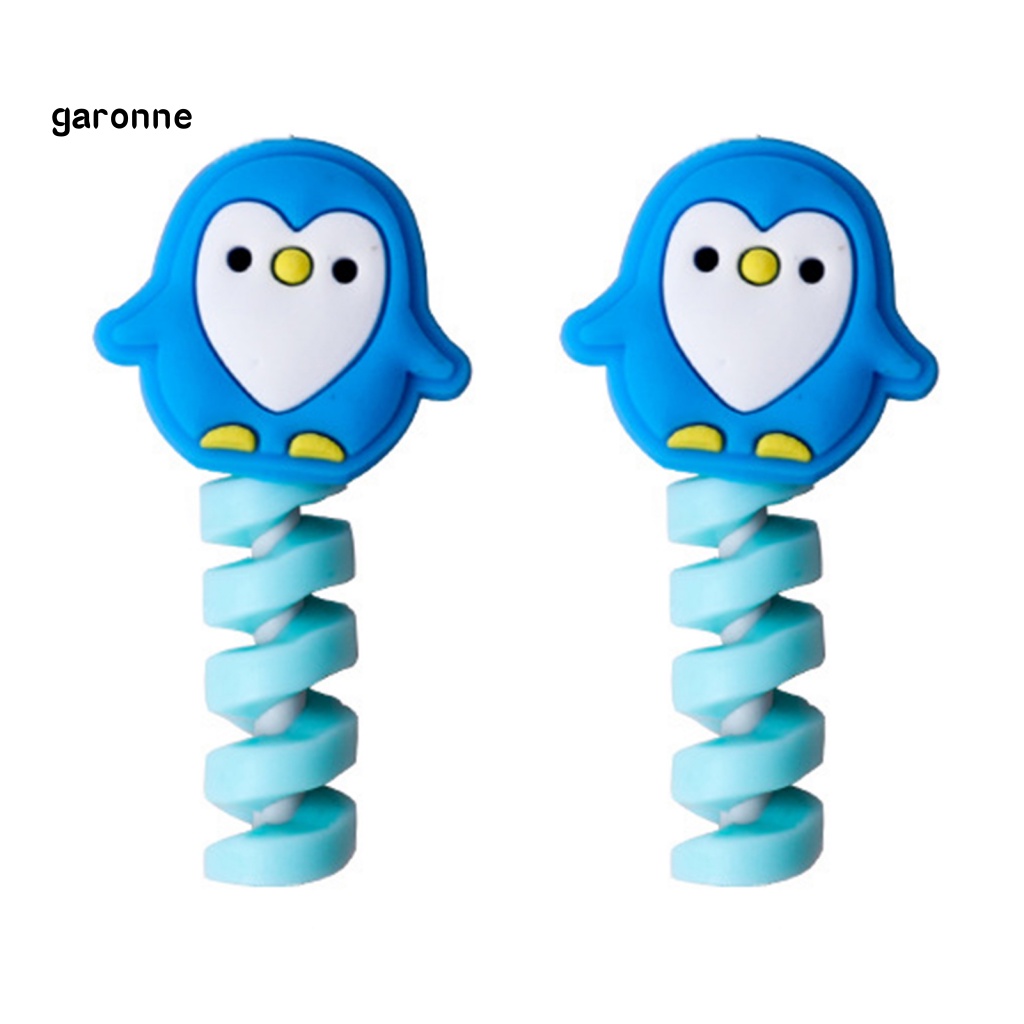 Set 2 Phụ Kiện Bảo Vệ Dây Cáp Sạc USB Hình Gấu Hoạt Hình Dễ Thương