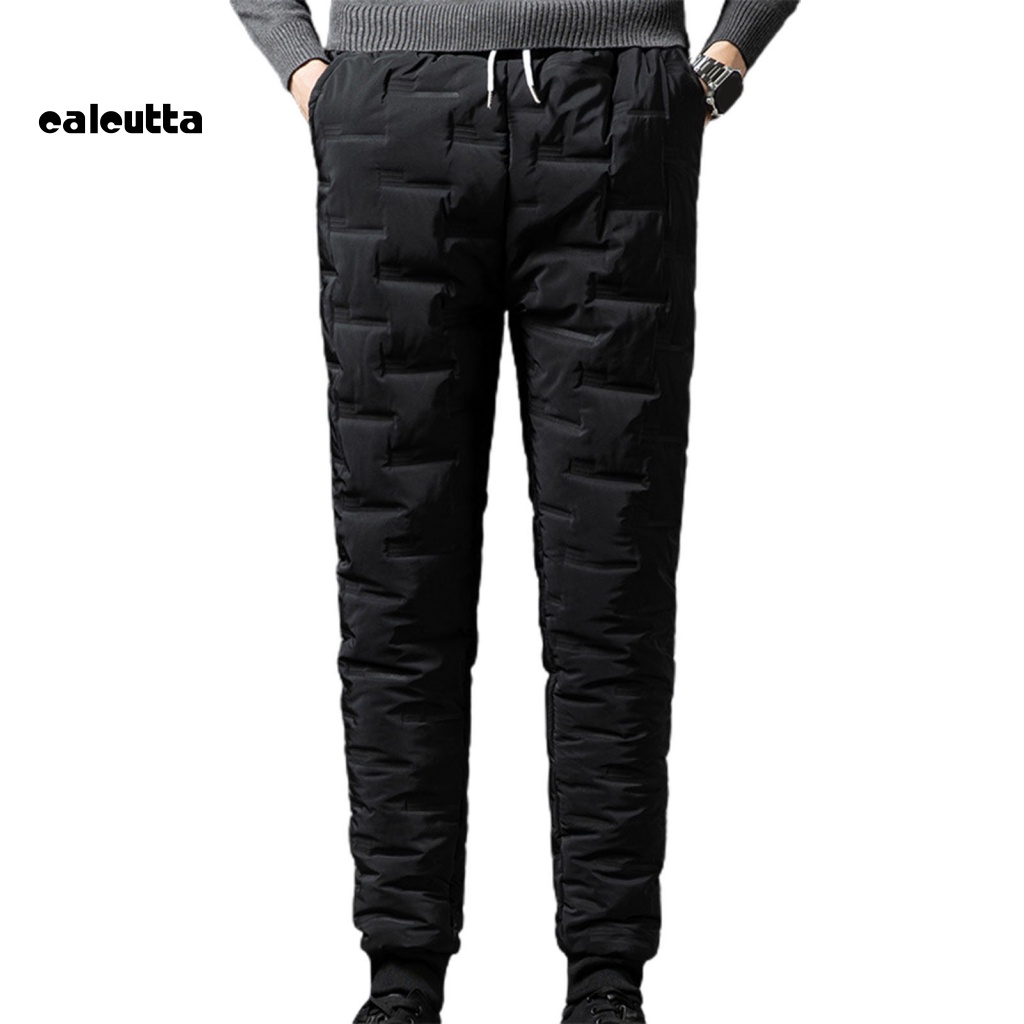 [calcutta] Quần Phao Dày Lưng Thun Phối Lông Màu Trơn Chống Gió Phù Hợp Với Mùa Đông Cho Nam