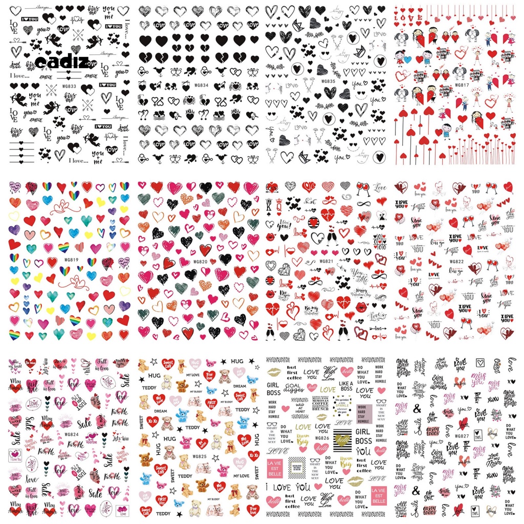 Miếng Dán Trang Trí Móng Tay Tự Dính Không Để Lại Dấu Vết Chủ Đề Ngày Lễ Tình Nhân